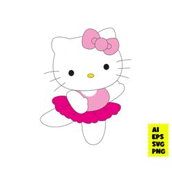 kitty dancer svg, hello kitty svg, kawaii svg, kawaii kitty svg, cute cat svg, cat svg, cartoon svg