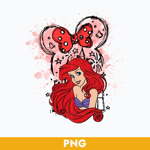 Ariel Minnie Bow Ears Png, Little Mermaid Png, Minnie Mouse - Inspire ...