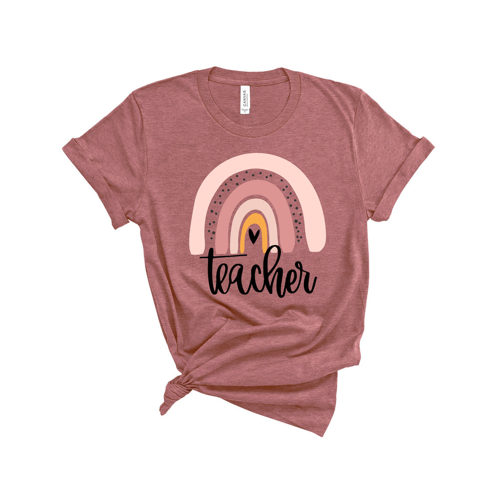Teacher Shirts For Women, Vintage Boho Teacher Rainbow Shirt, Rainbow Teacher Shirt, Rainbow Teacher Tshirt, Kindergarter Teacher Shirt - 2.jpg