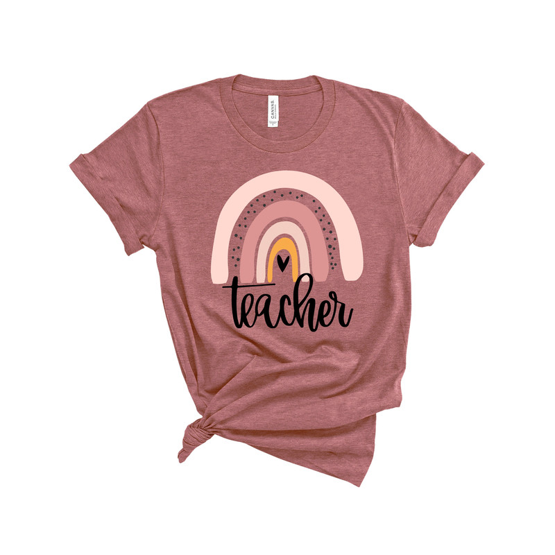 Teacher Shirts For Women, Vintage Boho Teacher Rainbow Shirt, Rainbow Teacher Shirt, Rainbow Teacher Tshirt, Kindergarter Teacher Shirt - 2.jpg