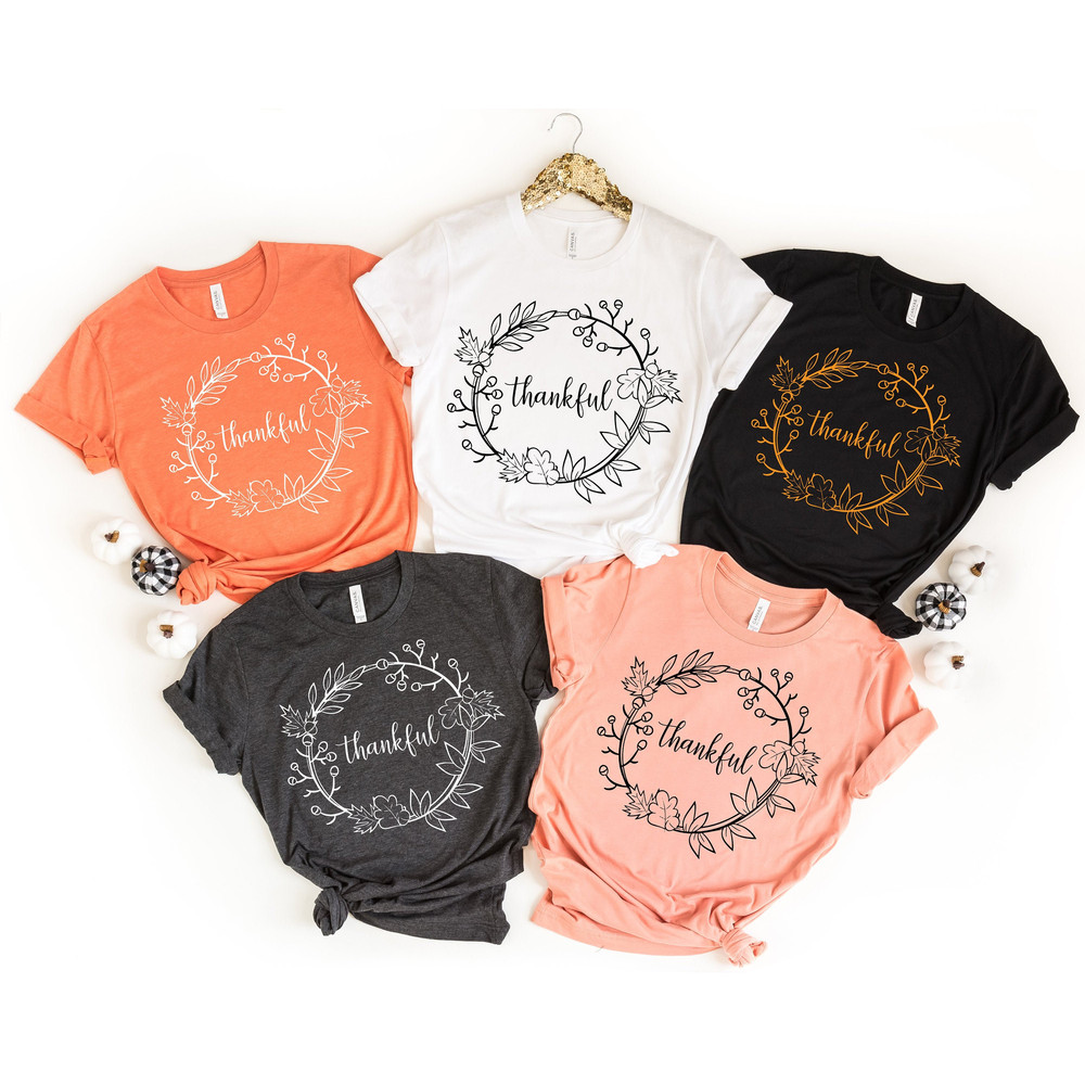 Thankful Tshirt, Thankful Fall, Pumpkin Day, Thankful Family Shirts, Thanksgiving Shirts, Family Matching Shirts, Cute Tshirt, Family Dinner - 1.jpg