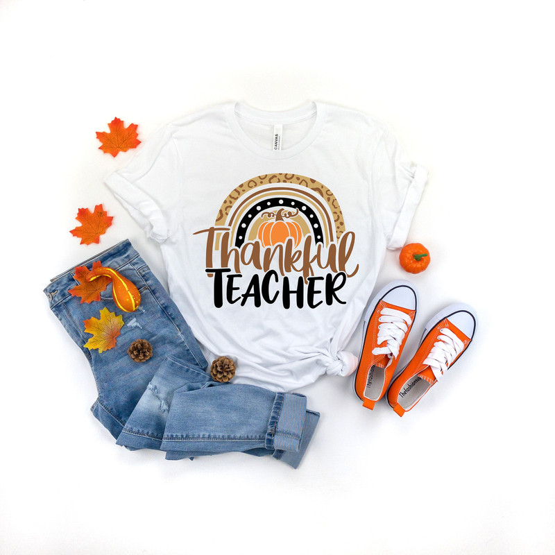 Thanksgiving Teacher Shirt,Thankful Rainbow Pumpkin Shirt,Thanksgiving Vacation Shirt,Family Thanksgiving Shirt,Thanksgiving Dinner Shirt - 1.jpg