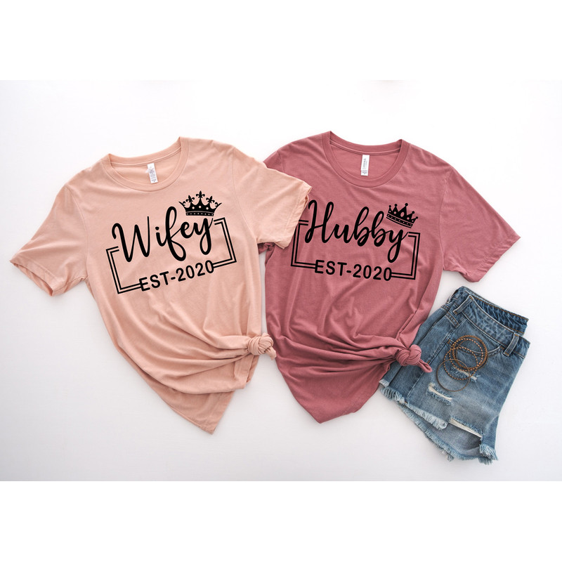 Wifey and Hubby Shirt, Wedding Party Shirt, Honeymoon Shirt,Wedding Shirt,Wife and Hubs Shirts, Just Married Shirts, Matching Couple Shirt - 3.jpg
