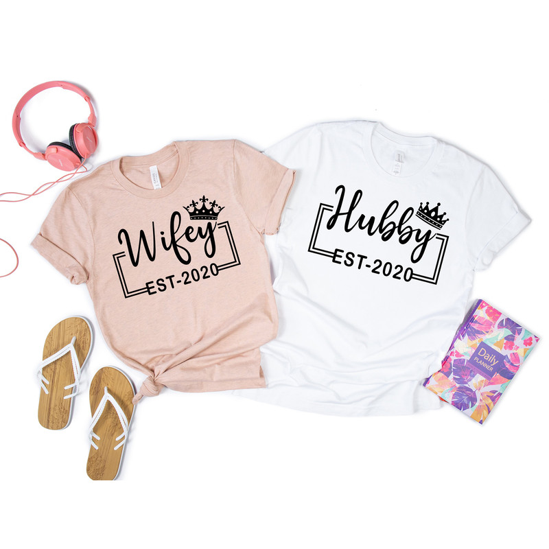 Wifey and Hubby Shirt, Wedding Party Shirt, Honeymoon Shirt,Wedding Shirt,Wife and Hubs Shirts, Just Married Shirts, Matching Couple Shirt - 4.jpg