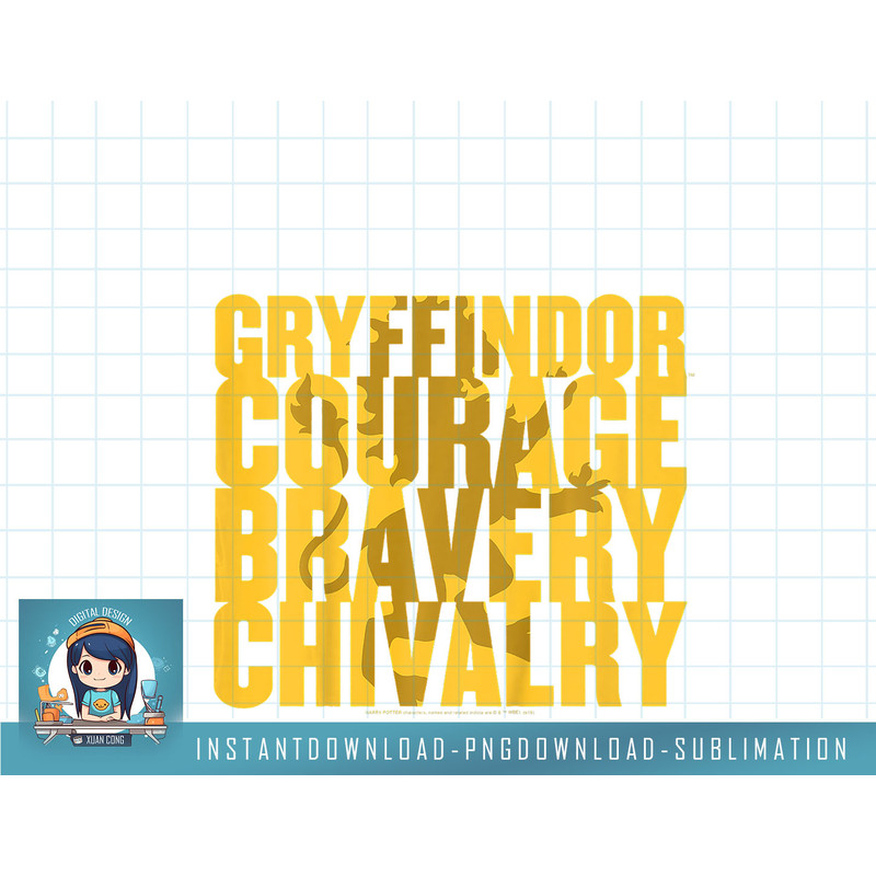 Kids Harry Potter Gryffindor Courage Bravery Chivalry Text Fill png, sublimate, digital download.jpg