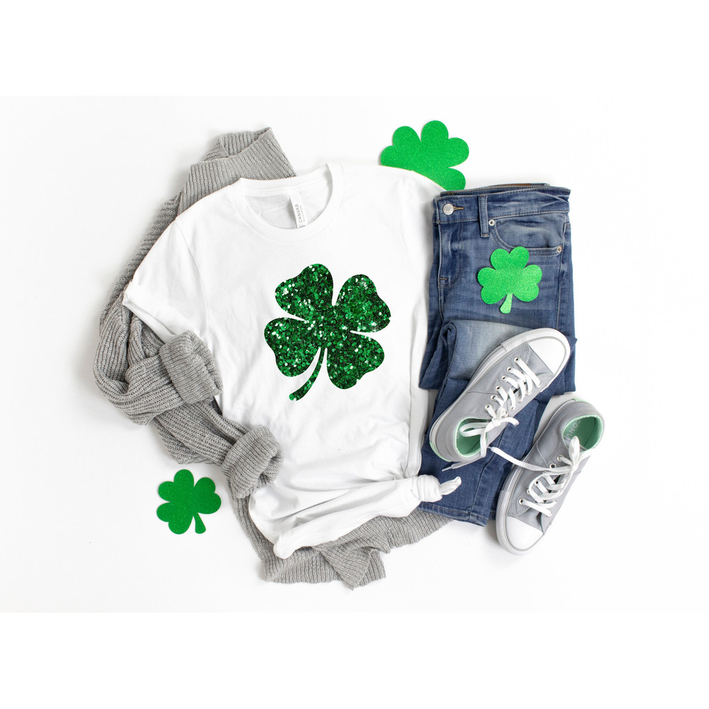 Womens st pattys shirt, glitter shamrock tee, st patricks day shirt, womens st paddys, cute st pattys shirt, st pattys women - 1.jpg