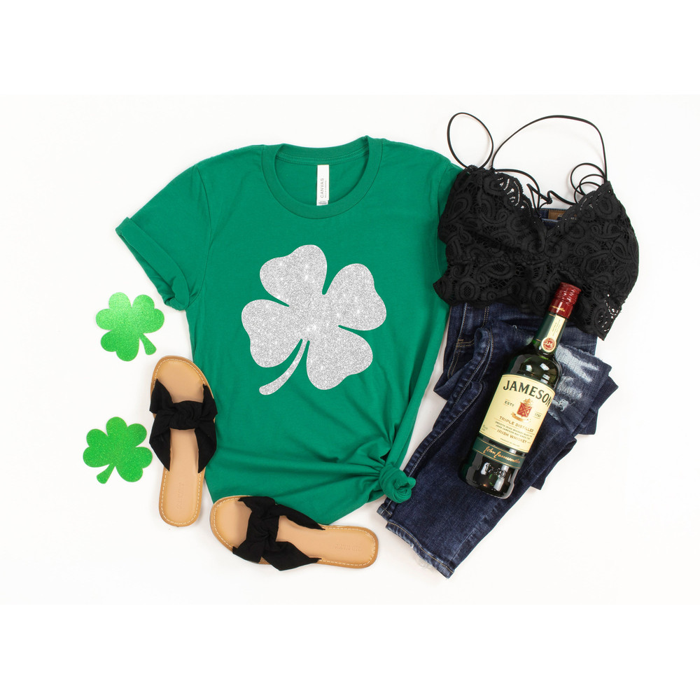 Womens st pattys shirt, glitter shamrock tee, st patricks day shirt, womens st paddys, cute st pattys shirt, st pattys women - 2.jpg