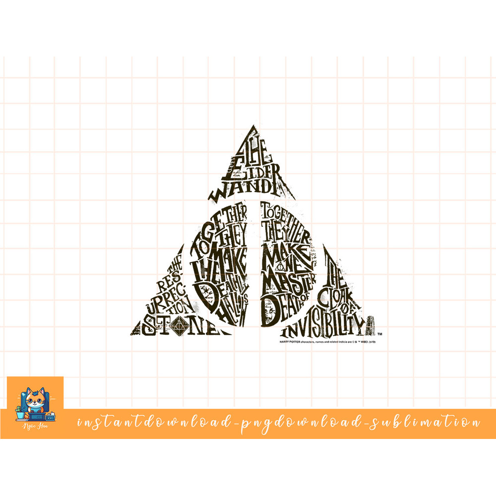 Kids Harry Potter Deathly Hallows Symbol Text Fill png, sublimate, digital download.jpg