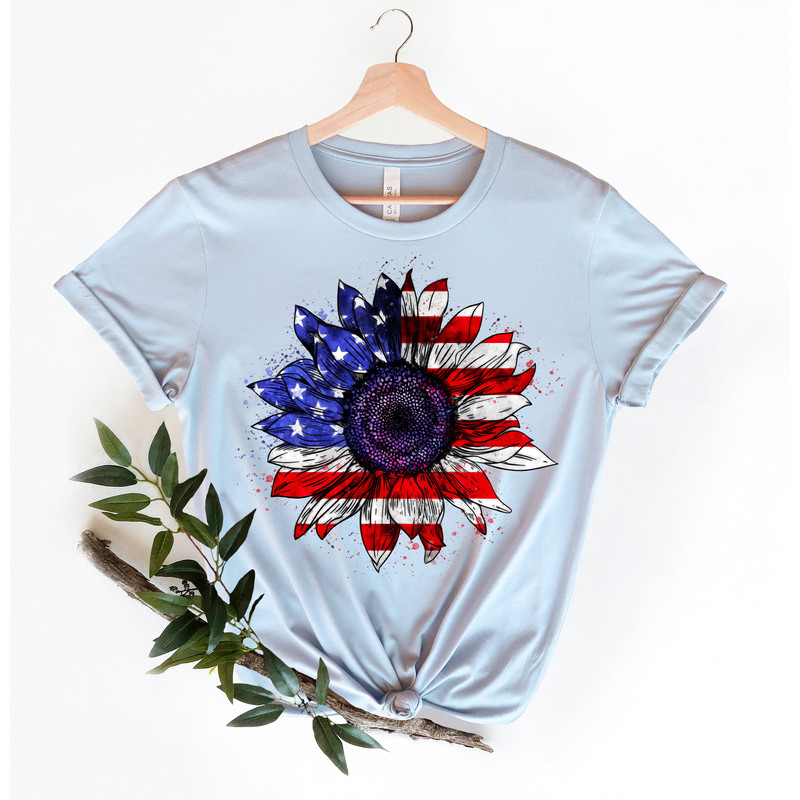 America Sunflower Shirt, USA Flag Flower T Shirt, Gift For American, 4th Of July Flag Graphic T-Shirt, Freedom TShirt, Independence Shirt - 4.jpg