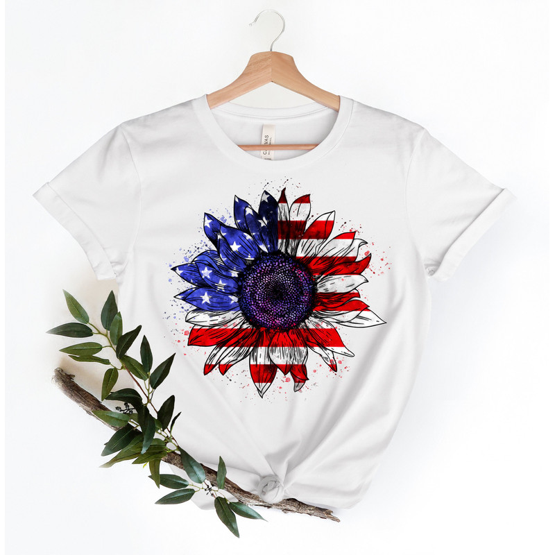 America Sunflower Shirt, USA Flag Flower T Shirt, Gift For American, 4th Of July Flag Graphic T-Shirt, Freedom TShirt, Independence Shirt - 5.jpg
