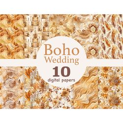 Boho Wedding Digital Paper | Flowers Printable Paper Set
