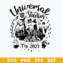 universal studio trip 2023 svg, harry potter svg, minion svg, magic castle svg, hogwarts svg, png dxf eps file