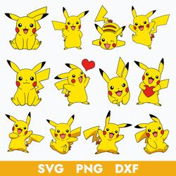 pikachu bundle svg, pikachu svg, pokemon svg, anime svg, png dxf digital file