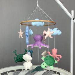 Ocean baby mobile Under the sea mobile Nautical mobile Sea creature mobile Coastal baby mobile New baby gift baby shower