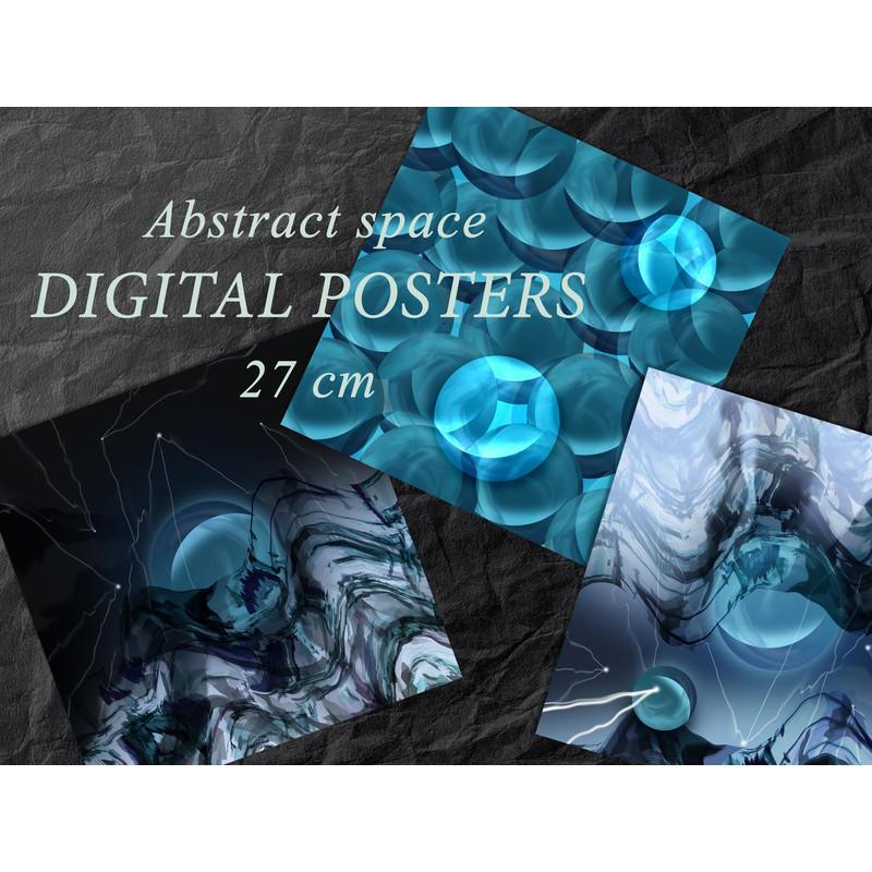 Abstract digital space blue glass sphere on a dark background_posters.jpg