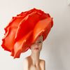 Red rose hat oversized flower hat, handmade rose.jpg