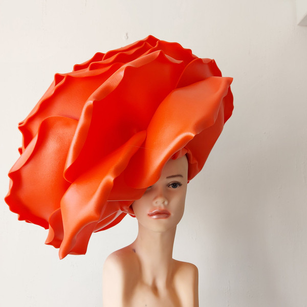 Red rose hat oversized flower hat, handmade rose.jpg