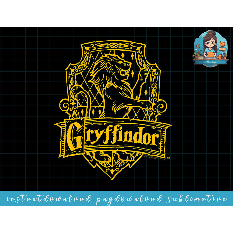 Kids Harry Potter Gryffindor Line Art Crest png, sublimate, digital download.jpg