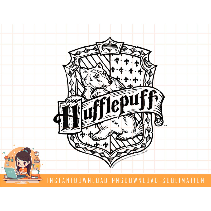 Kids Harry Potter Hufflepuff Dark Detailed Crest png, sublimate, digital download.jpg