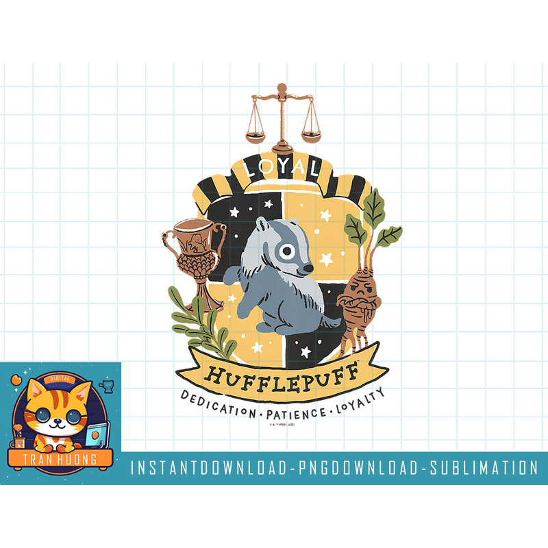 Kids Harry Potter Hufflepuff Loyal Badge House Values Cute Youth png, sublimate, digital download.jpg