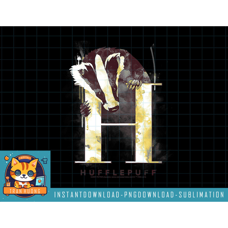 Kids Harry Potter Hufflepuff The Badger Big H Watercolor Youth png, sublimate, digital download.jpg