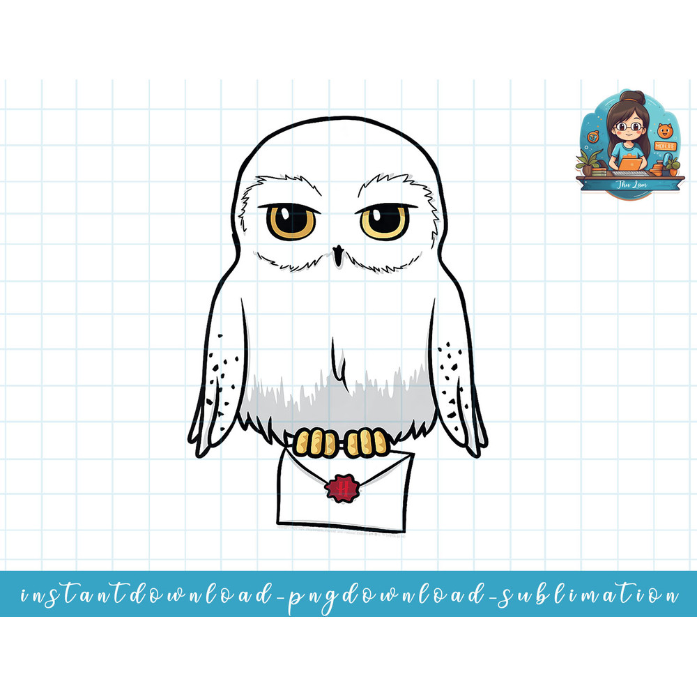 Kids Harry Potter Hedwig Cute Cartoon Portrait png, sublimate, digital download.jpg