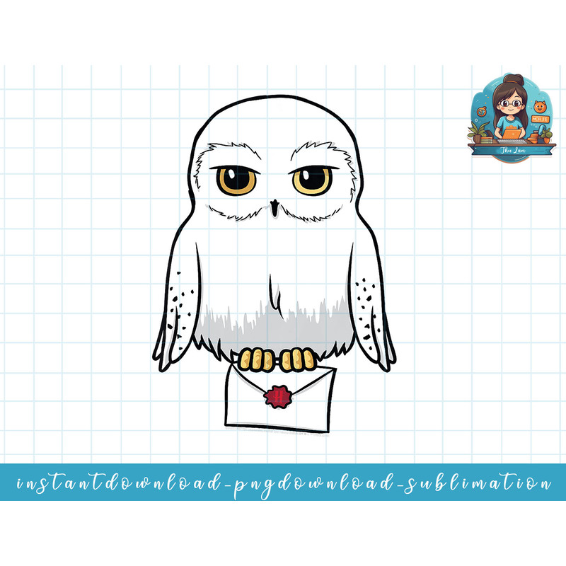 Kids Harry Potter Hedwig Cute Cartoon Portrait png, sublimate, digital download.jpg