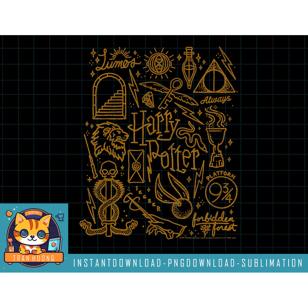Kids Harry Potter Line Art Iconic Elements Icon Collage Youth png, sublimate, digital download.jpg