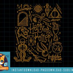 kids harry potter line art iconic elements icon collage youth png, sublimate, digital download