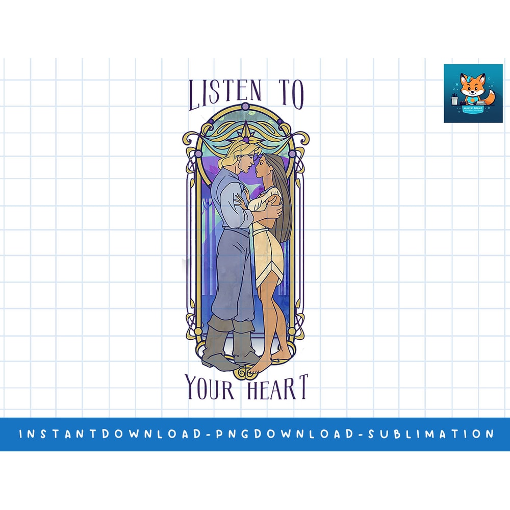 Disney Princess Pocahontas Listen To Your Heart Stain Glass png, sublimate, digital print.jpg