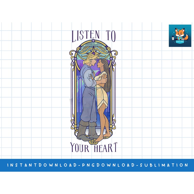 Disney Princess Pocahontas Listen To Your Heart Stain Glass png, sublimate, digital print.jpg