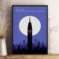 sleepless in seattle poster, sleepless in seattle wall art, movie poster, movie decoration, movie wall art