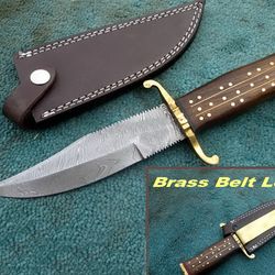hand made hunting knife , superior hand forged damascus steel hunting knife
