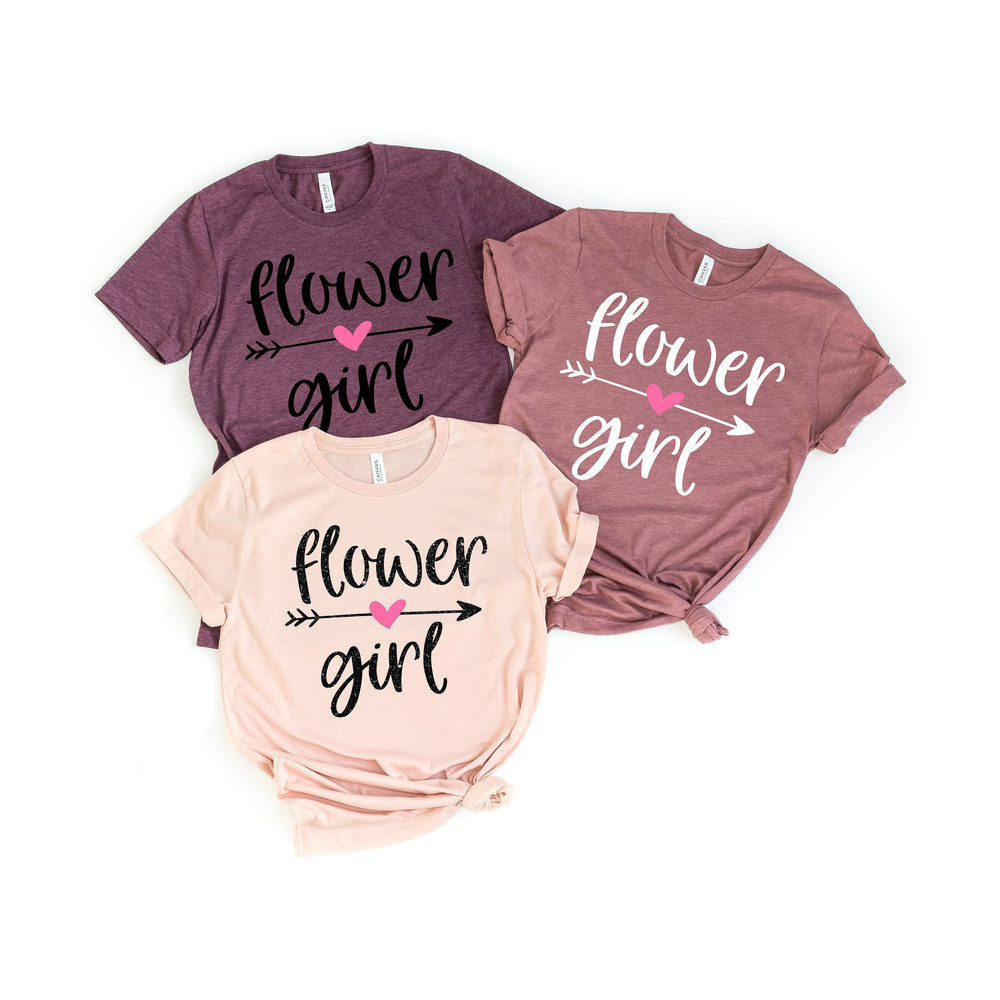 Flower Girl Shirt, Cute Flower Girl Idea, Wedding Tshirt, Matching Bridesmaid Tshirt, Custom Bridal Tshirts, Flower Girl Wedding Party Shirt - 1.jpg