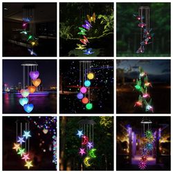led solar wind chime crystal ball hummingbird wind chime light color changing waterproof hanging solar light for home ga