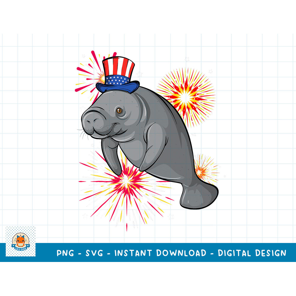 4th of July Manatee Marine Biologist Patriotic Fireworks T-Shirt copy.jpg