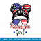 All American Girls 4th of July Shirt Daughter Messy Bun USA T-Shirt copy.jpg