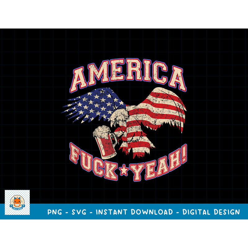 America Fuck Yeah Bald Eagle Beer 4th of July Vintage T-Shirt copy.jpg