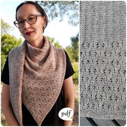 Caring Asymmetrical Shawl Knitting Pattern Knit Stylish Scarf with Garter Rib and Simple Lace Stitches for Fall