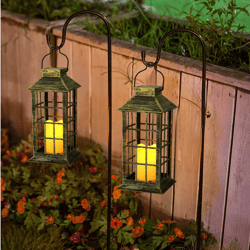 solar candle lamp waterproof solar hanging garden palace lantern outdoor yard landscape led flickering flameless candle