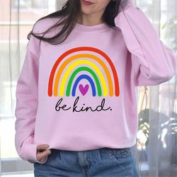 be kind sign language sweatshirt, be kind hoodie, lgbt pride, be kind rainbow sweater, inspirational shirt, kindness shi