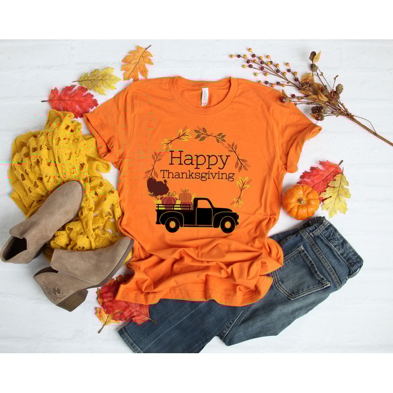 Happy Thanksgiving Shirt, Pumpkin Tee,Thanksgiving Family Shirt,Thanksgiving Matching,Fall Vintage Truck Shirt,Fall Shirt,Pumpkin Truck - 2.jpg