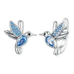 Hummingbird earrings, Sterling silver jewelry, Bird lover gift