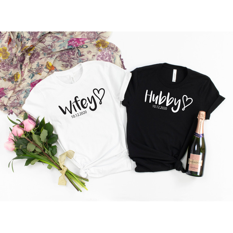 Hubby Wifey Shirts, Honeymoon Shirt, Just Married Shirt, Engagement Shirt, Wedding Shirts, Bridal Gift Engagement, Husband And Wife Shirts - 1.jpg