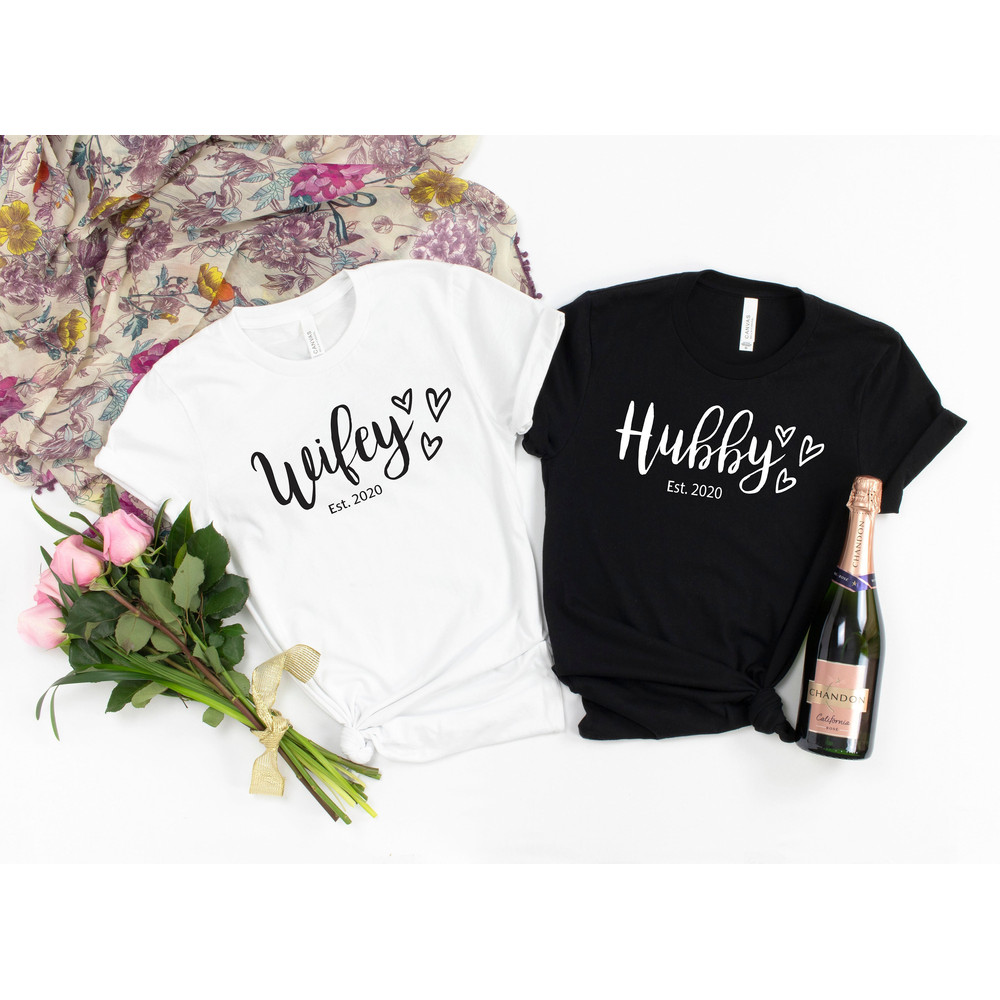 Hubby Wifey Shirts, Honeymoon Shirt, Just Married Shirt, Engagement Shirt, Wedding Shirts, Bridal Gift Engagement, Husband And Wife Shirts - 1.jpg