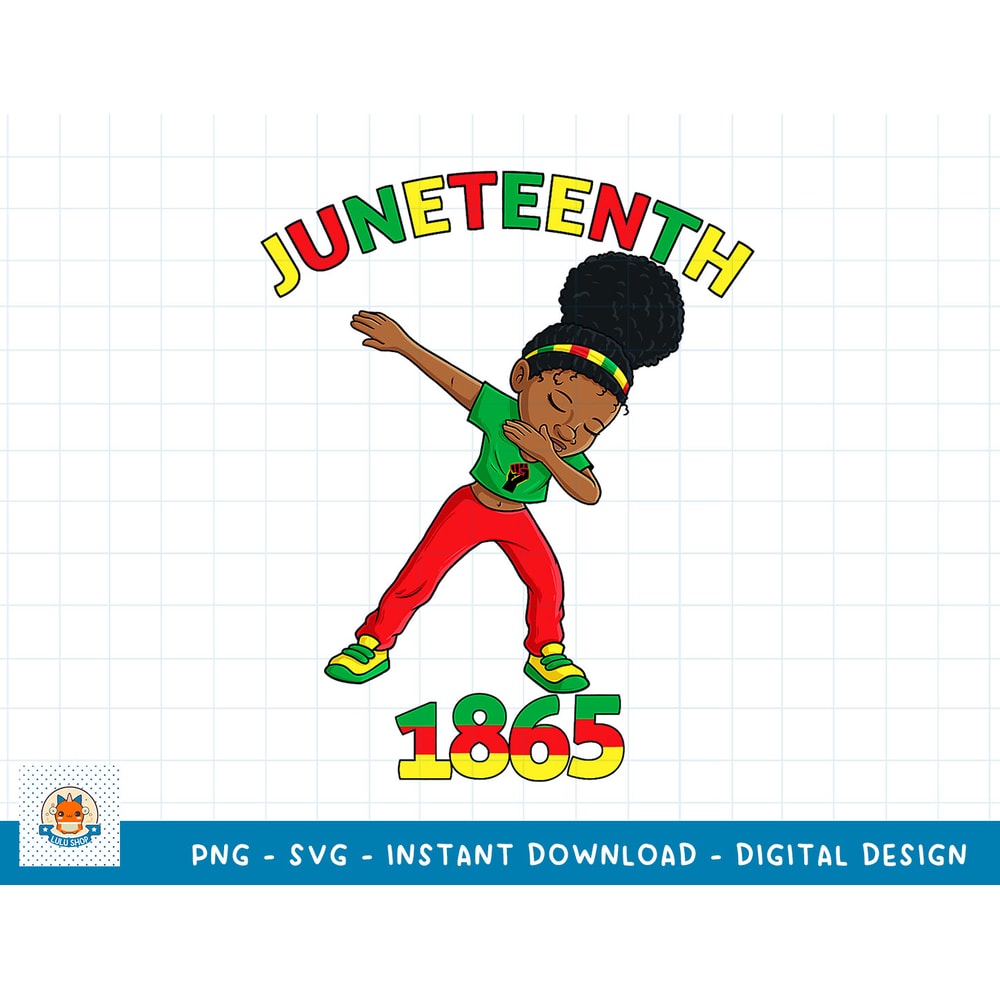 Dabbing Black Princess Juneteenth 1865 Brown Skin Girls Kids T-Shirt copy.jpg