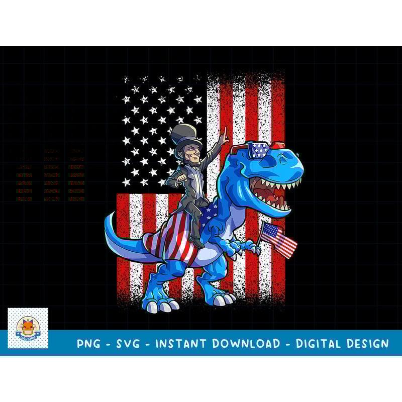 Dino Abraham Lincoln 4th Of July Shirt Boys American Flag T-Shirt copy.jpg