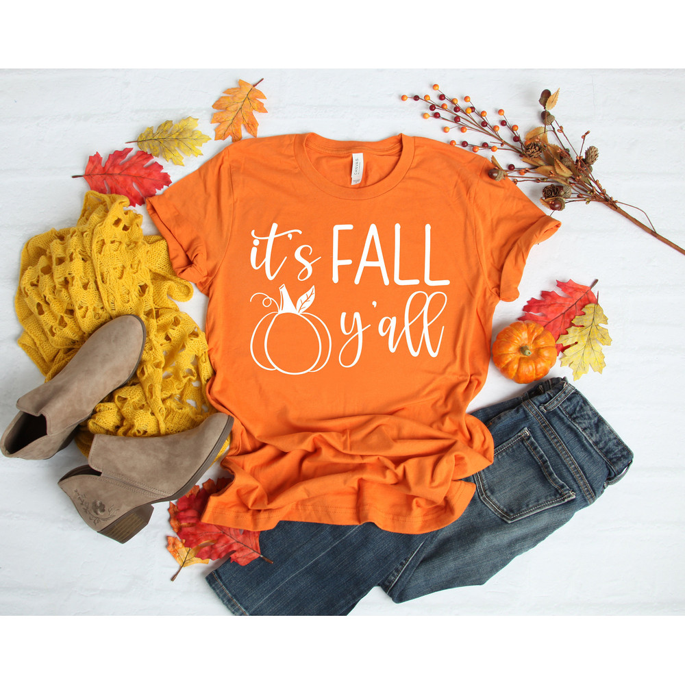It is fall y'all Shirt,Thanksgiving tee, Thankful Fall, Fall Shirt, Thankful Family Shirts, Thanksgiving Shirts, Blessed Shirt,Pumkin shirt - 1.jpg