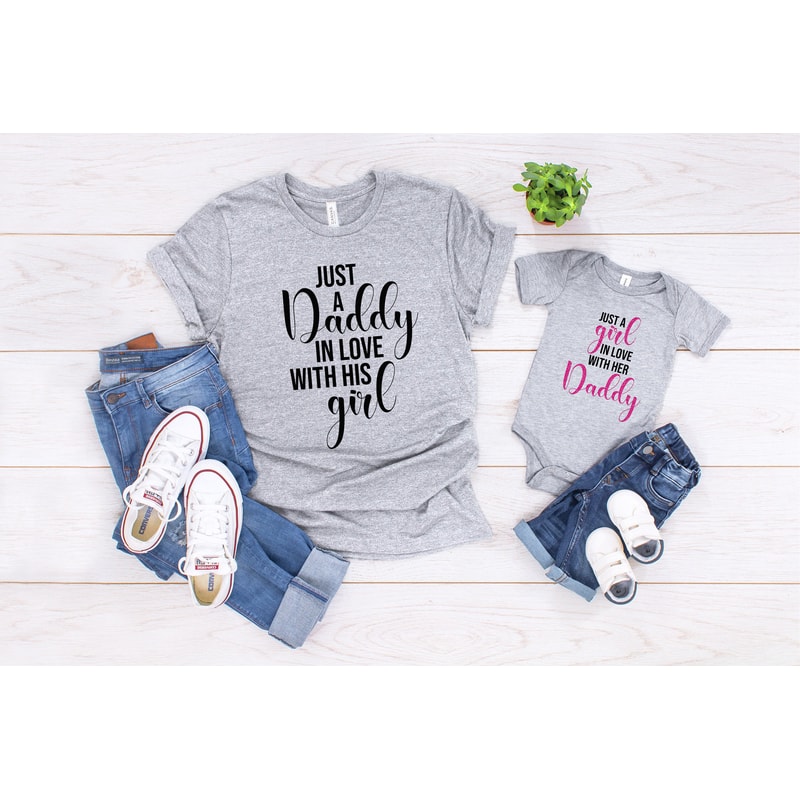 Just a Daddy in Love with His Girl Shirt,Just a Girl in Love with her Daddy Shirt,Father Daughter Matching Shirt,Father Birthday Gift - 2.jpg
