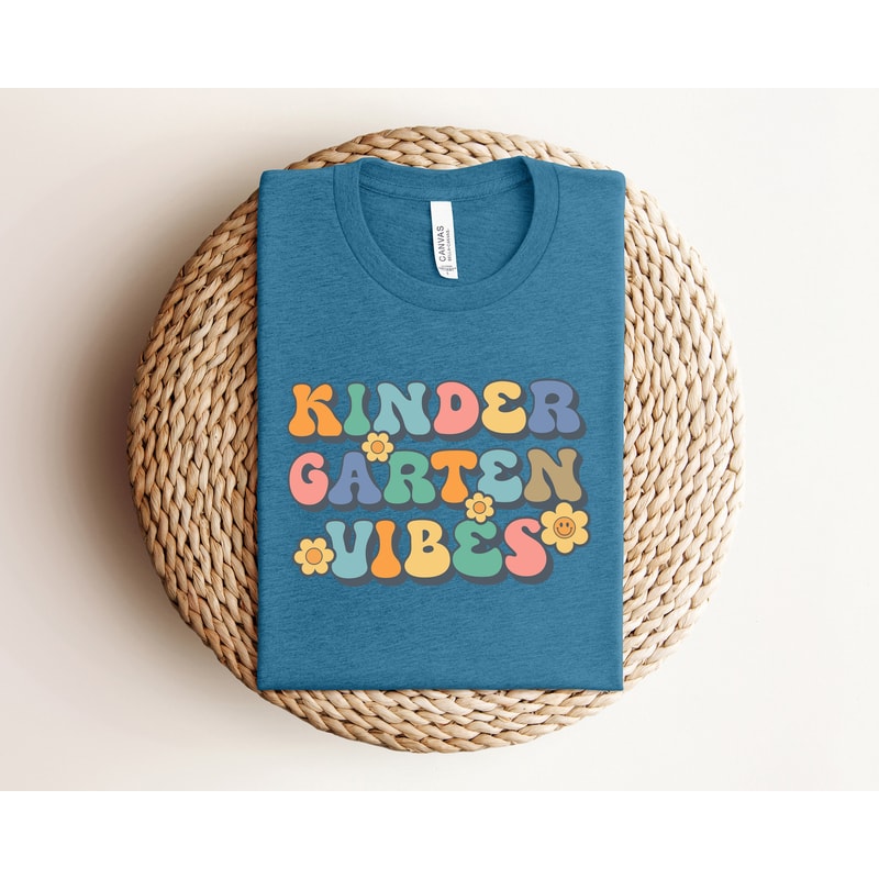 Kindergarten Teacher Shirt, Kinder Garten Vibes Tee, Elementary back to school Retro Kinder Garten grader teach gift grade level cute vibes - 3.jpg